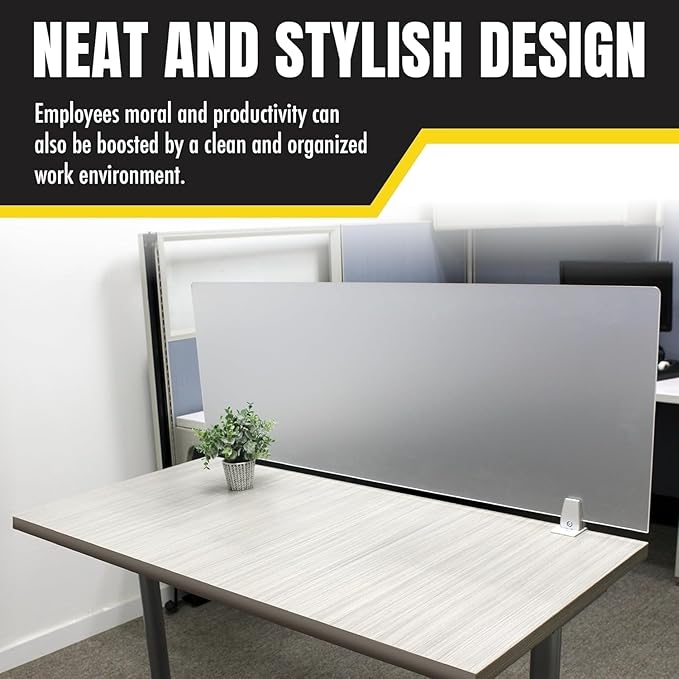 OBEX Frosted Acrylic Desk Mounted Privacy Panel, 12" x 66", Frosted