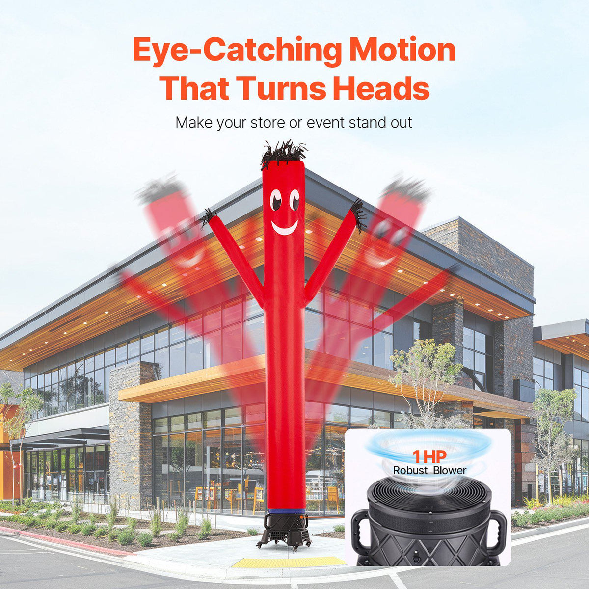 Inflatable Tube Man Set, 20 ft Tall, Wacky Waving Inflatable Dancing Tube Guy with 1 HP Blower, PP Shell IPX3 Waterproof Blower Fan, for Outdoor Advertising Business Store Party