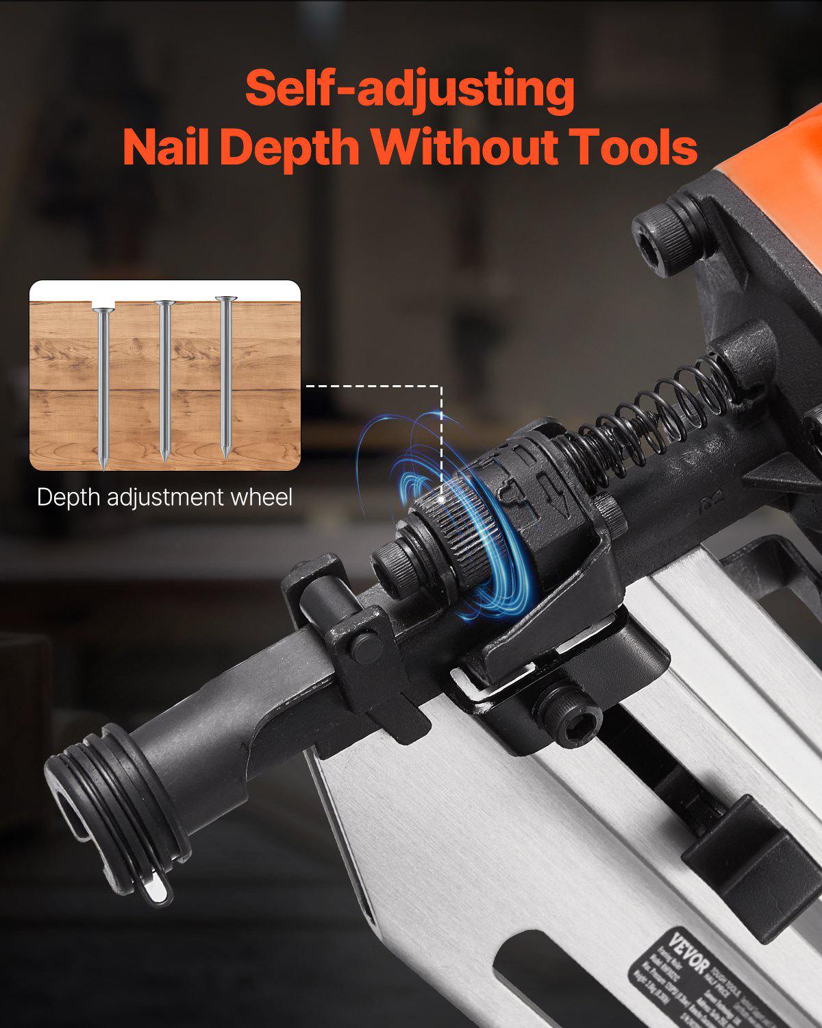 Framing Nailer, 80-120PSI Air Nail Gun, 2" to 3-1/2" 21 Degree Full Round Head Pneumatic Framing Nailer with Tool-Less Depth Adjustment & Dual Trigger Modes, Ideal for Framing Decking Flooring