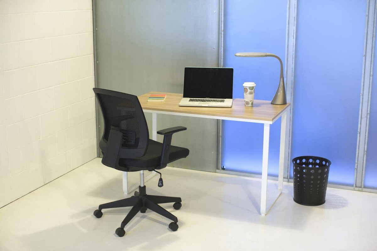 Simple Design Table Desk with Sled Base, , Beech Top White Legs (1943BHWH)