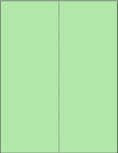 Limited Papers (TM) 8.5x11 Perforated Paper, 20/50 Pound, 75 GSM, Variety of Perforation Sizes and Colors, for Forms, Tickets, Postcards, Business Cards. (Green, 2 up – vertical 4 1/4”)