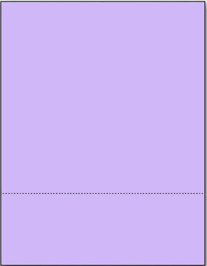 Limited Papers (TM) 8.5x11 Perforated Paper, 20/50 Pound, 75 GSM, Variety of Perforation Sizes and Colors, for Forms, Tickets, Postcards, Business Cards. (Lavender/orchid, 2 up – 3.5” from bottom)