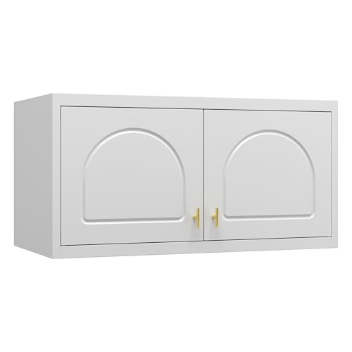 32" Black Stackable Metal Storage Cabinet with Arched Doors