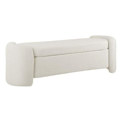 Nebula Boucle Upholstered Storage Bench in Ivory