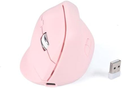 Vertical Wireless Mouse, Ergonomic Design, Dual Mode, 400mAh Type-C, 3 Adjustable Sensitivity Levels,Compatible with Windows/Laptop/Tablet,Suitable for Office & Study (Pink)