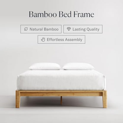 DreamCloud Bamboo Platform Bed Frame, Cal King, Natural, 12" Height