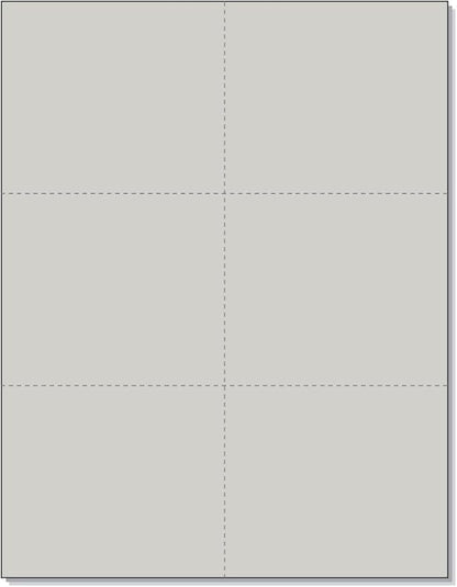 Limited Papers (TM) 8.5x11 Perforated Paper, 20/50 Pound, 75 GSM, Variety of Perforation Sizes and Colors, for Forms, Tickets, Postcards, Business Cards. (Grey, 6 up)