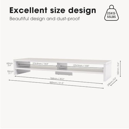 Fenge 31.5 Inch Dual Monitor Stand Riser for Desk, White