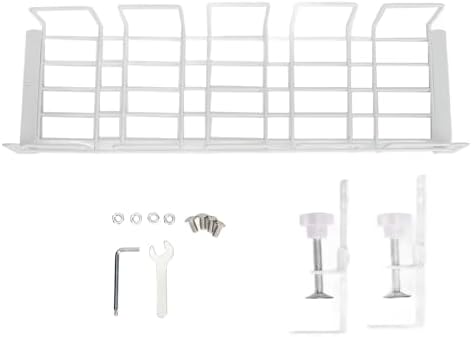 Under Desk Cable Management Tray, Removable Metal Mesh Steel Cord Organizer for Desk, Standing Accessories with Clamp Mount and No Drill for Home Office Standing (White)