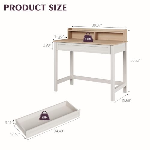 39 Inch Small Computer Desk with Drawer and Hutch