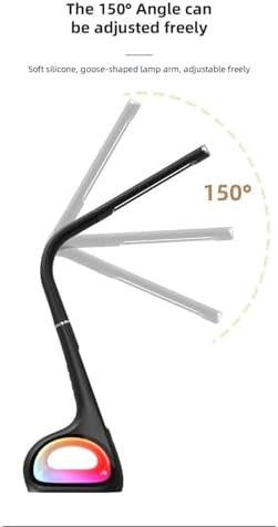 LED Desk Lamp, 3 Color Temperature Modes Eye Protection with 150 Degree Adjustable Goose Neck and VA LCD Screen, for Office Work Study Reading Bedroom (Black)