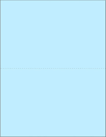 Limited Papers (TM) 8.5x11 Perforated Paper, 20/50 Pound, 75 GSM, Variety of Perforation Sizes and Colors, for Forms, Tickets, Postcards, Business Cards. (Blue, 2 up - horizontal 5.5”)