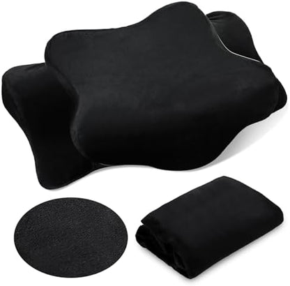 Hahafelt Cervical Neck Pillow Case Plush with Zipper, Black, Queen Size
