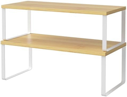 NEX Bamboo Cabinet Organizer Shelf, Kitchen Counter Shelves Set of 2