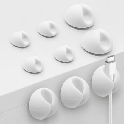 SmiLife Cable Clips, Phone Cord Organizer for Wire Management, White 9 PCS