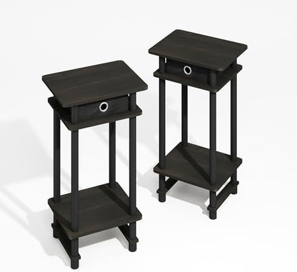 Furinno Turn-N-Tube Set of 2 Toolless 3-Tier Side Table, Black Espresso