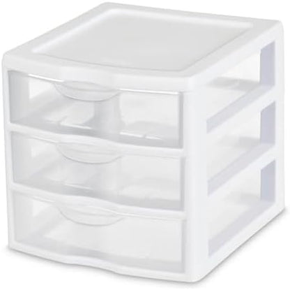 Sterilite Clearview 3-Drawer Cart Small Plastic Storage Organizer, 18-Pack