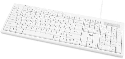 Rii RK907 Ultra-Slim Compact USB Wired Keyboard for MAC and PC-White