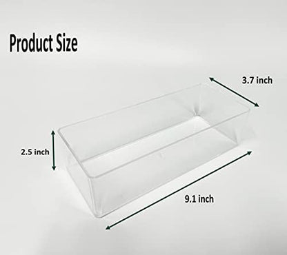 Stackable Clear Drawer Organizers Small Makeup Vanity Storage Bins Trays and Office Desk Drawer Dividers Single Compartment 2 Pack
