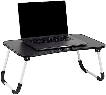 Mind Reader Lap Desk Laptop Stand with Folding Legs, Portable Bed Tray Table for Laptop, Breakfast, Reading, Crafts, MDF, Black
