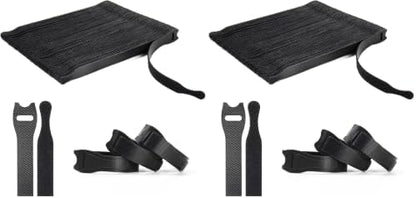 OneLeaf 110PCS Reusable Cable Ties, Adjustable 8-inch Cord Organizer Ties, Multi-purpose Hook Loop Cable Management Wire Ties for Organizing Home, Office, Data Centers, Black (Pack of 2)