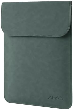 Allinside 13-13.3 inch Laptop Sleeve Case for MacBook Pro 14 2021-2026/MacBook Air 13 2010-2017/MacBook Pro 13 2010-2015, Waterproof PU Suede Leather Laptop Protective Vertical Case Cover, Dark Green