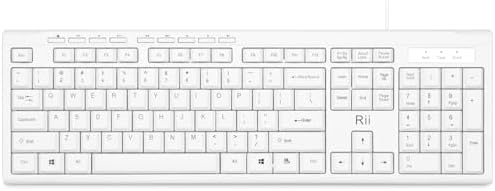 Rii RK907 Ultra-Slim Compact USB Wired Keyboard for MAC and PC-White