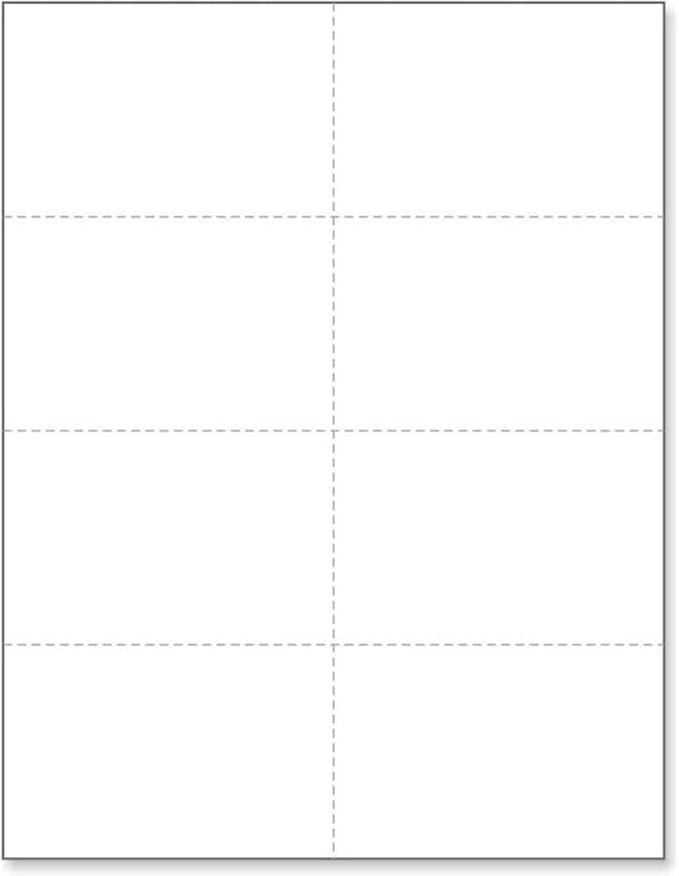 Limited Papers (TM) 8.5x11 Perforated Paper, 20/50 Pound, 75 GSM, Variety of Perforation Sizes and Colors, for Forms, Tickets, Postcards, Business Cards. (White, 8 up)
