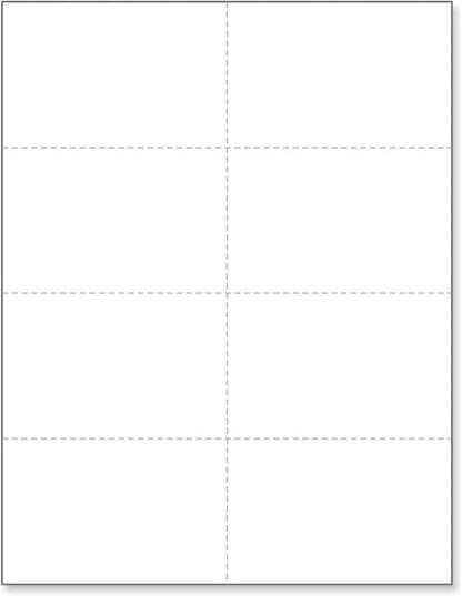 Limited Papers (TM) 8.5x11 Perforated Paper, 20/50 Pound, 75 GSM, Variety of Perforation Sizes and Colors, for Forms, Tickets, Postcards, Business Cards. (White, 8 up)