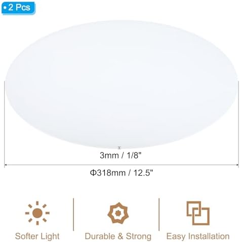 PATIKIL Lampshade Diffuser, 2 Pack 12.5" Diameter Round Diffuser for Drum Lampshades Pendants Light, DIY Light Shield, Frosted White