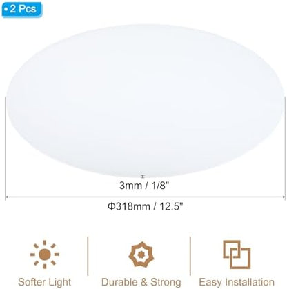 PATIKIL Lampshade Diffuser, 2 Pack 12.5" Diameter Round Diffuser for Drum Lampshades Pendants Light, DIY Light Shield, Frosted White