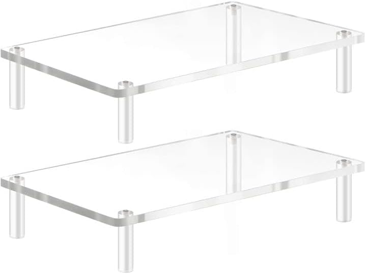 YestBuy Acrylic Monitor Stand Riser, Clear Computer Stand for Laptop, iMac, Pc, Printer, Desktop Ergonomic, Desk Riser Work from Home Accessories Office Supplies Platform Save Space
