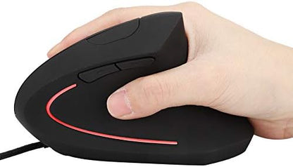 VBESTLIFE Vertical Ergonomic Gaming Mouse, 3200 DPI USB Optical Mouse with 6 Buttons and LED Indicators, Anti Sweat Grip for PC Computer Office and Design Work