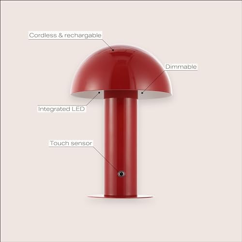 JONATHAN Y Boletus Mushroom Desk Lamp 10.75" Metal LED, Red