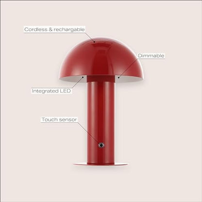 JONATHAN Y Boletus Mushroom Desk Lamp 10.75" Metal LED, Red