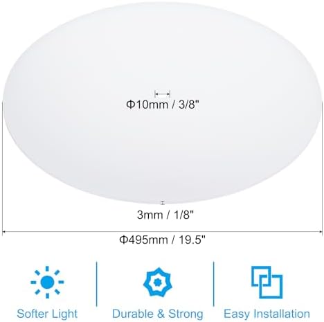 PATIKIL Lampshade Diffuser, 19.5" Diameter with 3/8" Center Hole Round Diffuser for Drum Lampshades Pendants Light Fits 20" Openings, Frosted White