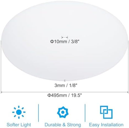 PATIKIL Lampshade Diffuser, 19.5" Diameter with 3/8" Center Hole Round Diffuser for Drum Lampshades Pendants Light Fits 20" Openings, Frosted White