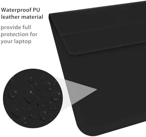 PU Leather Laptop Sleeve Case with Stand for 2026 MacBook Neo 13 A3404, 2026-2022 Air13.6'' M5 A3449 M4 A3240 M3 A3113 M2 A2681, 2018-2021 Air 13'', Laptop Bag for 2016-2022 Mac Pro13, Black