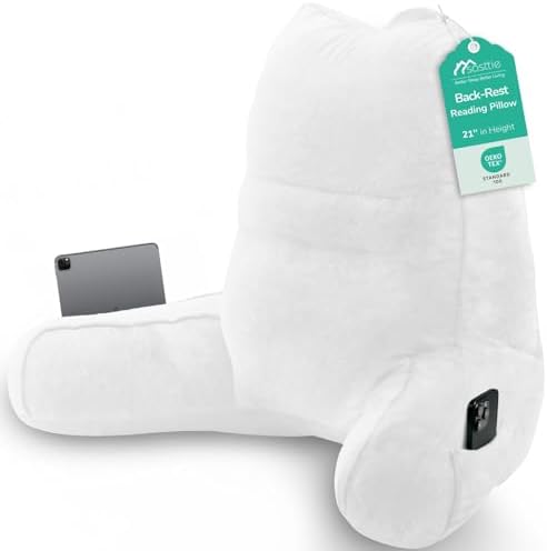 Sasttie Reading Pillow for Bed, Back Pillow for Sitting Up, White