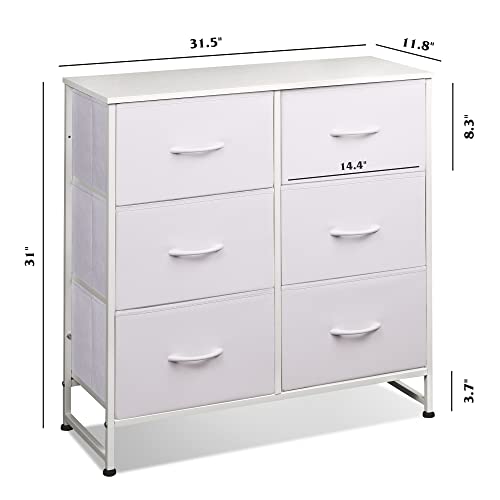 Dresser for Bedroom with 6 Drawers, White