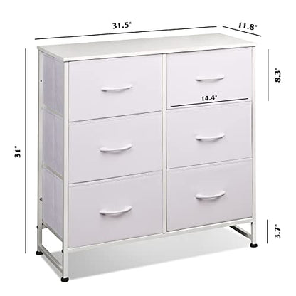 Dresser for Bedroom with 6 Drawers, White