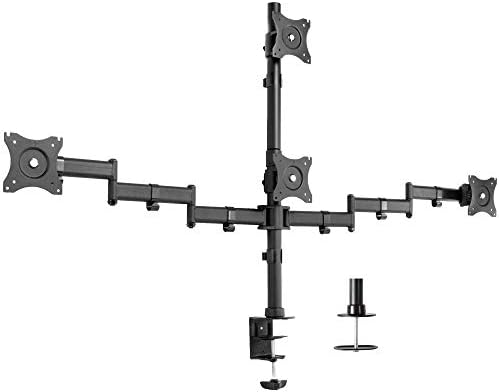 VIVO Quad Monitor Adjustable Heavy Duty Mount, Articulating Stand for 4 LCD Screens up to 24 inches STAND-V004Y