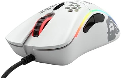 GLORIOUS Model D- (Minus) Wired Gaming Mouse - 61g Superlight Honeycomb Design, RGB, Ergonomic, Pixart 3360 Sensor, Omron Switches, PTFE Feet, 6 Buttons - Matte White