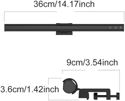Low Glare Asymmetrical LED Desk Lamp with Flexible Clamp Design 36cm Light for Screen Top Mount and Eye Computer Screen Light