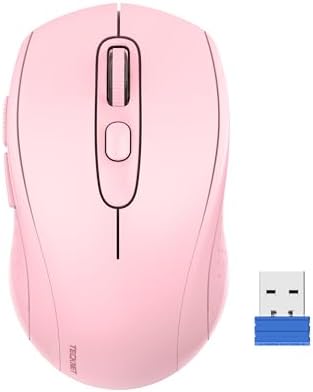 TECKNET Wireless Mouse for Laptop,4800 DPI,Silent Mouse with 6 Buttons Pink