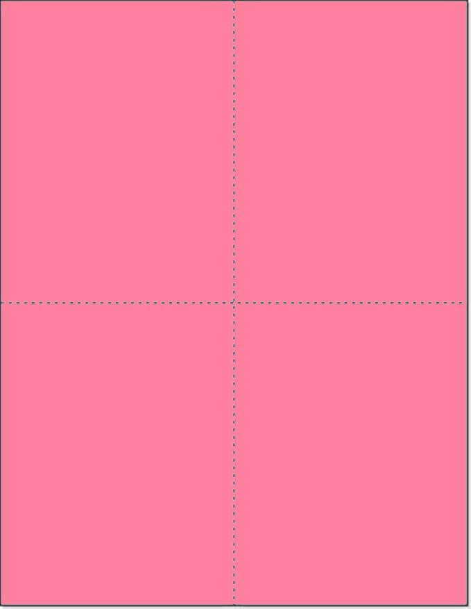 Limited Papers (TM) 8.5x11 Perforated Paper, 20/50 Pound 75 GSM, Variety of Perforation Sizes and Colors, for Forms, Tickets, Postcards, Business Cards. (Cherry, 4 up – 1 Hor. & 1 Ver.)