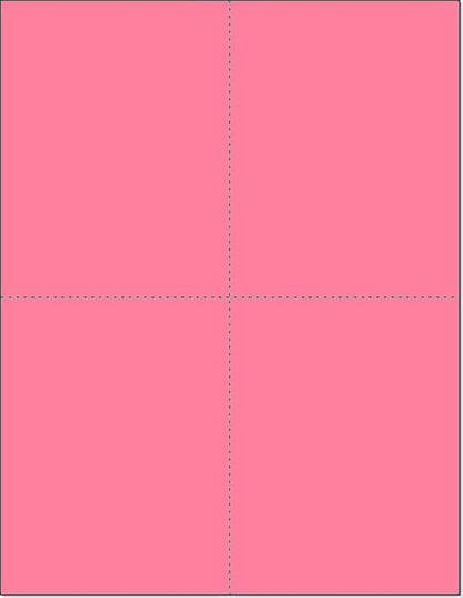 Limited Papers (TM) 8.5x11 Perforated Paper, 20/50 Pound 75 GSM, Variety of Perforation Sizes and Colors, for Forms, Tickets, Postcards, Business Cards. (Cherry, 4 up – 1 Hor. & 1 Ver.)