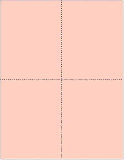 Limited Papers (TM) 8.5x11 Perforated Paper, 20/50 Pound, 75 GSM, Variety of Perforation Sizes and Colors, for Forms, Tickets, Postcards, Business Cards. (Peach, 4 up – 1 Hor. & 1 Ver.)