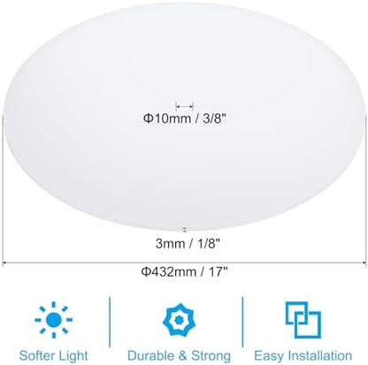 PATIKIL Lampshade Diffuser, 17" Diameter with 3/8" Center Hole Round Diffuser for Drum Lampshades Pendants Light Fits 17.5-19" Openings, Frosted White