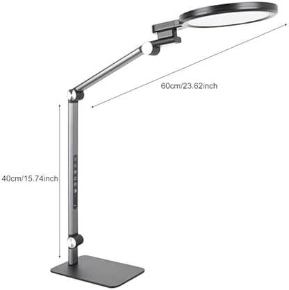 Full Spectrum Eye Care LED Desk Lamp, Foldable 4 Axis Rotation, 5 Colors 5 Brightness Levels, 45Min Timer Dual USB Charging Port for Study Office Reading (US Plug)